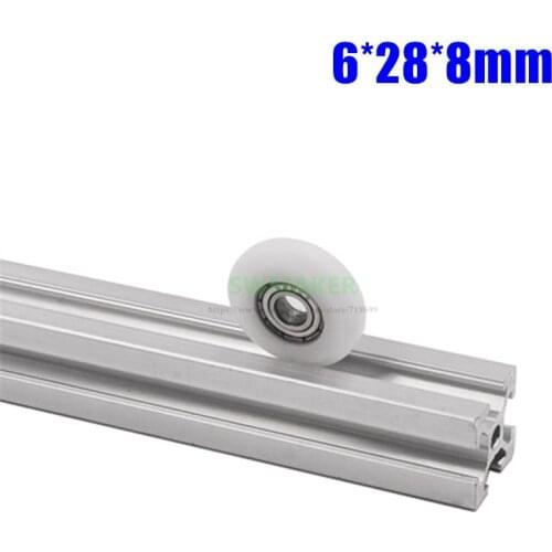 3D printer parts 6*28*8mm R wheel, 626ZZ bearing rubber sheave, nylon wheel for 2020 Aluminum profile