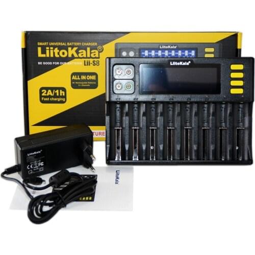 Liitokala lii s8 18650 26650 21700 lithium battery charger 1.2V 3.2V 3.7V multi-function 8-slot smart fast charge AA AAA LiFePo4