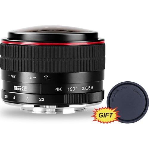 MEKE Meike 6.5mm Ultra Wide f/2.0 Fisheye Lens for Canon EF-M mount Mirorrless Camera Canon EOS M1/M2/M3/M5/M10/M100+Free Gift