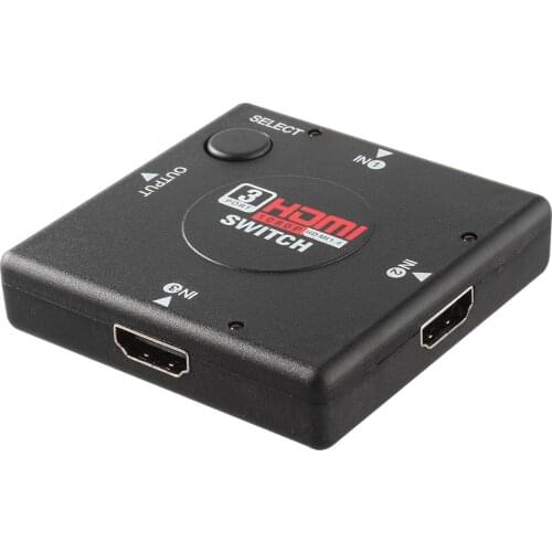 Mini 3 Switch High Definition 3 Port HDM Switcher HDM Splitter HDTV HD DVD 1080P Vedio Adaptor Suitable For PS3 Black