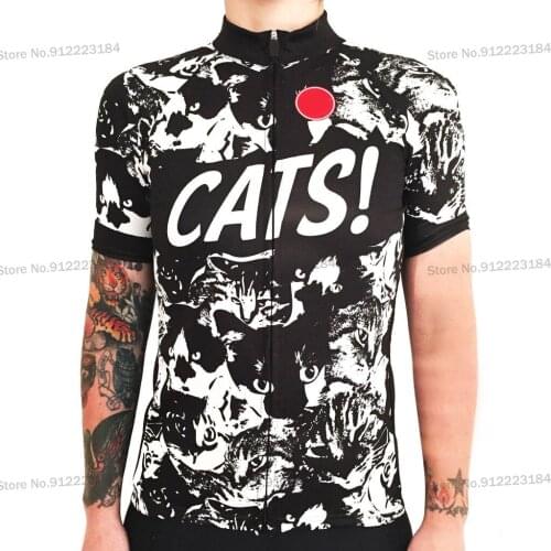 Cats Black Cycling Jersey Men Short Sleeve Bike Wear Clothing Mtb Jersey Triathlon Maillot Ciclismo