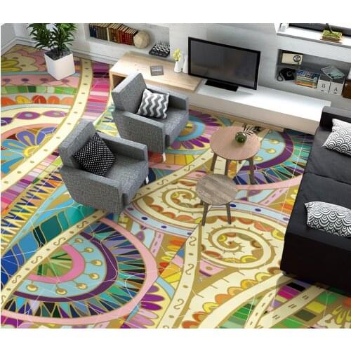 Floor wallpaper 3d for bathrooms Abstract pattern hand-painted floor pvc floor wallpaper Home Decoration