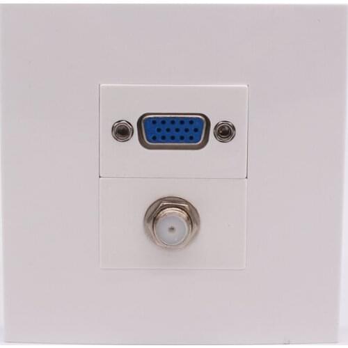Wall Face Plate VGA + Digital TV Panel White Color Outlet F Head Television Socket Free Shipping