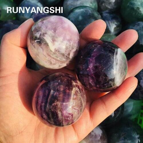Wholesale 1kg(2-4pcs)Natural Crystal sphere Rainbow Fluorite Crystal Ball 5-8CM Decorative ball ornament