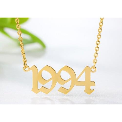 Stainless Steel 1985-2020 Birth Year Necklaces for Women Men Choker Date Number Pendant Chain Necklace Jewelry Commemorat Gift