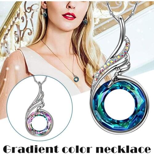 Necklaces for Women Girl Nirvanas of Phoenix Pendant Alloy Gradient Color Necklace for Mothers Day Birthday Gift TT@88