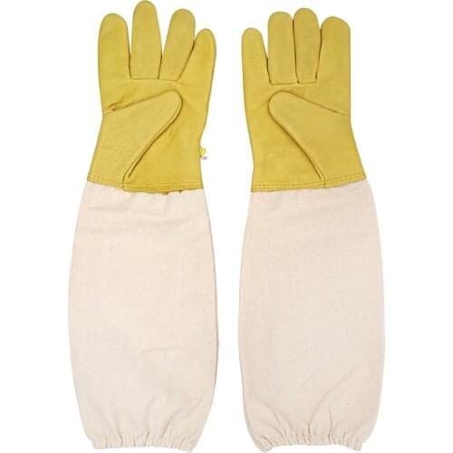 Beekeeping Gloves Sheepskin Anti Bee Gloves Yellow Protective Sleeves Ventilated Professional Apiculture Gloves Beekeeper Tools
