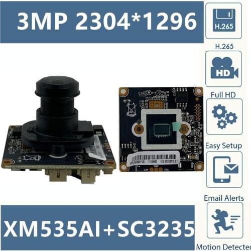 3MP IP Camera Module Board M12 Lens 2304*1296 XM535AI+SC3235 ONVIF MIC Audio Interface CMS XMEYE Surveillance with Radiator