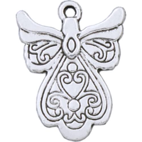 Flower Wing Angel Charms Pendants Jewelry DIY L209 25pcs 23.8x18.1mm Zinc Alloy