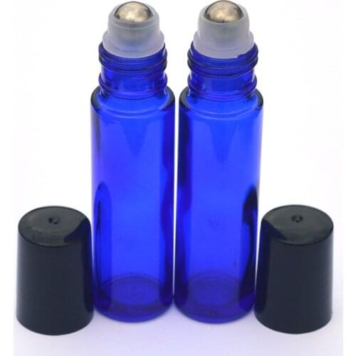 3pcs 10ml Roller Blue Glass Bottle Empty Fragrance Perfume Essential Oil Bottle 10ml Roll-On Bottle