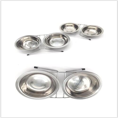 S M L Double Dog Bowls Diner Dish Durable Stainless Steel Dog Bowl Anti Slip Removable Puppy Cat Food Water Pet Feeders