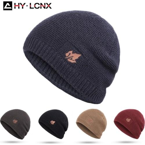2021 Winter Autumn Warm Mens Hat Beanie Hats Thicken Scarf Knitted Hat Skull Cap Neck Warmer Wool Fleece Lined Cap For Men