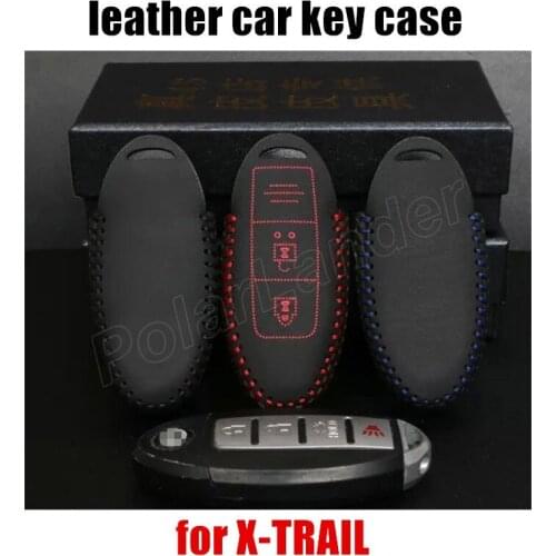 Only Red nice Hand sewing DIY car key case cover car styling Genuine quality leather fit for NISSAN TEANA LIVINA XTRAIL