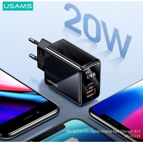 USAMS 20W Fast Charger USB QC3.0+PD Type C Quick Charge For iPhone 12 11 X Xs Xr Pro Max 6 7 8 iPad Huawei Xiaomi LG Samsung
