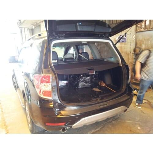 Car Rear Trunk Security Shield Cargo Cover Fit For Subaru Forester 2009-2012 (black beige)