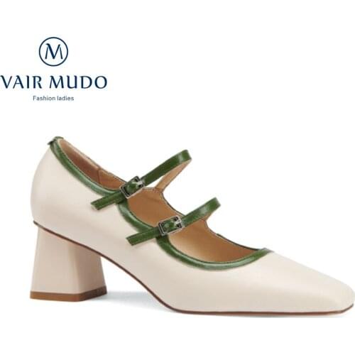 VAIR MUDO Women Pumps Shoes Elegant High Heels Fashion Spring Autumn New Style Basic String Bead Casual Female Footwear D186L