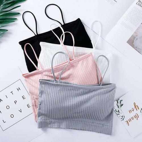 2021 Women Sexy Tube Top Korean Sling Stripe Breast Wrap Bra One-Size Girls Student No Steel Ring Underwear Soft Bustier Bandeau