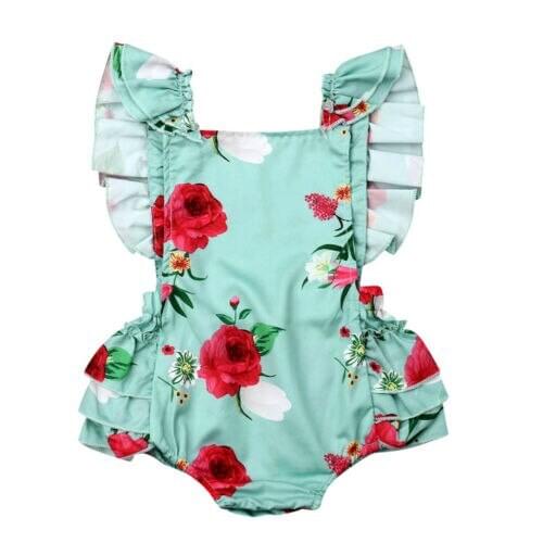 Baby Bodysuits Newborn Baby Girl Summer Flower Print Sleeveless Bodysuit Jumpsuit Outfits Clothes Sunsuit