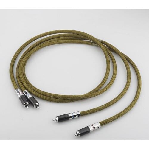 1 pair hifi rca jack cable audio OFC pure copper plated silver double shield 2 core 2 RCA to2 RCA Audio Cable Line Wire