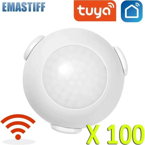 100pcs Smart WiFi PIR Motion Sensor Human Body Sensor Detector Home Alarm System Smart PIR Motion Sensor Tuya Smart Life