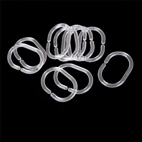 12Pcs/lot Plastic Clear C Type Bathroom Shower Curtain Liner Hook 5.6 x 3.6cm Hooks Rings Approx