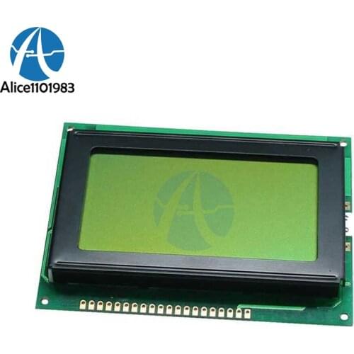 12864 128x64 Dots Graphic LCD Display Module Yellow Green Color Backlight LCD Display For Arduino Raspberry Pi Test Equipment