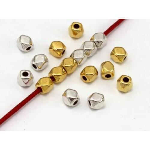 200pcs/Lot 3mm Hollow Flower Metal Filigree Loose Spacer Bead polyhedron For Diy Jewelry Finding Making Supplies fg54s