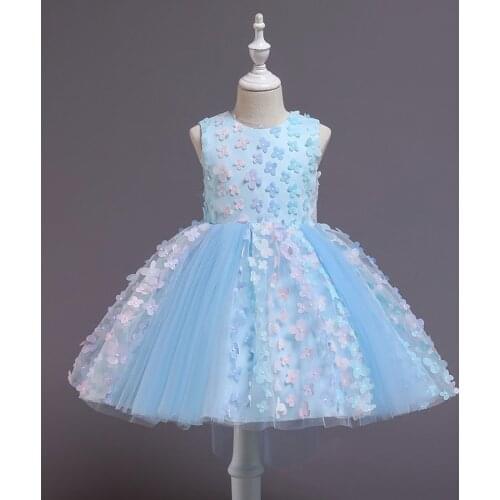 2020 Dresses For Girls Wedding Dress Puffyskirt Three-Dimensional Flowers Children Catwalk Evening Dress Casual Outing Clothing