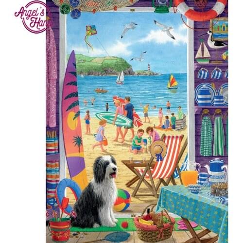 5D DIY Diamond Embroidery dog on holiday Diamond Painting Cross Stitch full Square Rhinestone Mosaic home decoration gift