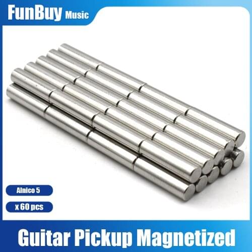 60pcs Electric Guitar Humbucker Pickup magnetized Alnico 5 Polepiece Slug Pole Slug Magnet Slug Rods Length 18MM