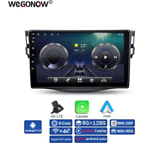 Carplay 9" Android 10.0 Car DVD Player 6G+128GB Navigation GPS For Toyota RAV4 2006 2007-2011 2012 Wifi 4G LTE Stereo DSP Radio