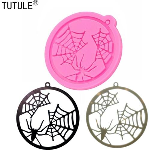 Shiny earrings spider web Halloween mold,Jewelry epoxy Clay polymer mold,Pendant keychain flexible food grade silicone mold