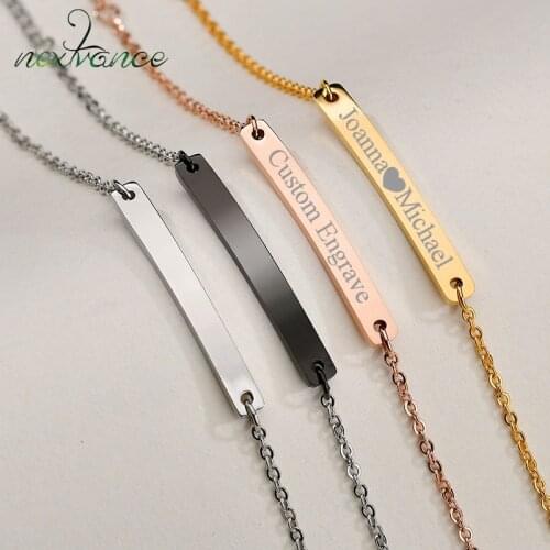 Nextvance Customized Link Chain Bracelets Engrave Name Date ID Bracelet Silver Color Stainless Steel Engrave Bangles For Women