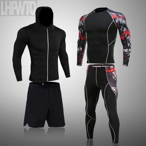 Brand Compression Mens Sport Suits Quick Running Sets Leggings Sports Jogging Training Gym Fitness Tracksuits Set MMA