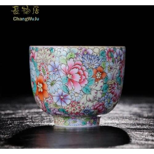 Changwuju in Jingdezhen Cups & Saucers the handmade famille rose Kung-Fu tea cup auspicious pattern for host use by Jinhongxia