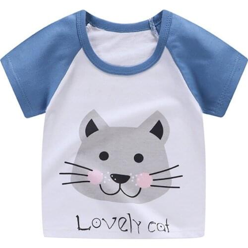 Cartoon Print Short Sleeve Kids Girls T-shirts Cotton Infant T-shirt Casual Tee Tops Boy Shirt Summer Baby Boys T Shirt