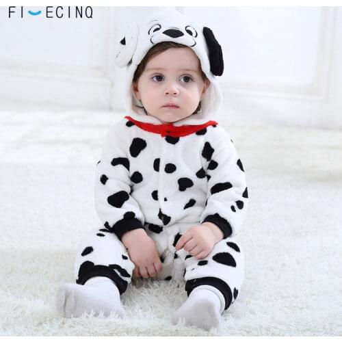 Baby Boys Girls Onesie Dalmatians Spotty Dog Cosplay Costume Flannel Warm Black White Cute Animal Kigurumis Kids Jumpsuit Pajama