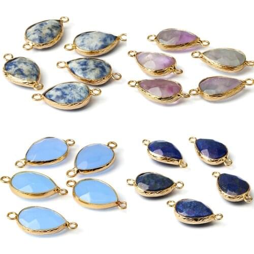 For DIY Natural Water Droplets Shape Pendant Chalcedony Earring Necklace Bracelet Jewelry Making Accessories Handmade Wholesale