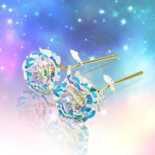 Hot Beauty Foil Iridescent Rose Artificial Flower Birthday Valentines Day Anniversary Christmas Gifts for Wife and Girl Friend