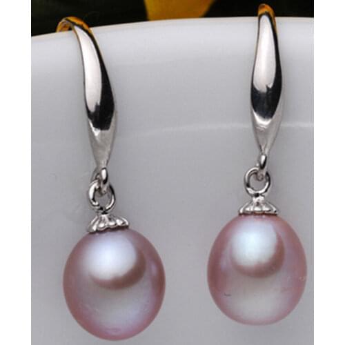 HOT 10-12MM AAA+SOUTH SEA PURPLE NATURAL PEARL EARRING 14k/20/20 WHITE GOLD HOOK