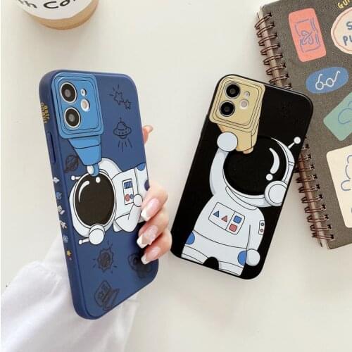 Cool Creative Astronaut Soft TPU Rubber Silicone Back Phone Case Cover Shell For iPhone 7 8 Plus 11 12 Pro Max XR XS Max Skin