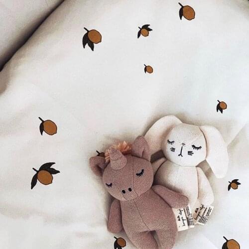 Korean Japanese Floral Cherry Printed Cotton Baby Bedding Set Kids Cot Crib Bedding Kit Duvet Cover+ Pillowcase