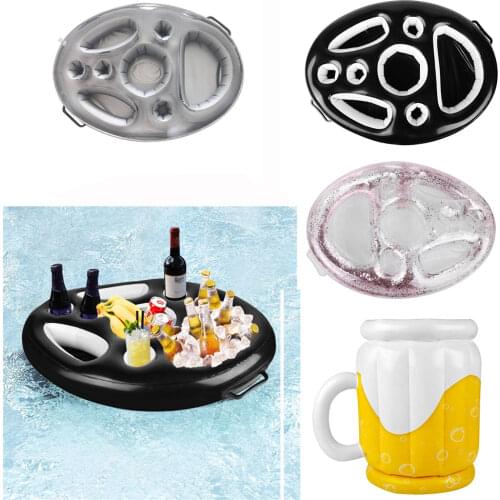 Summer Inflatable Float Beer Tray Party Bucket Cup Holder Water Play Pool Float Beer Drinking Cooler Table for Swimming Pool Bar