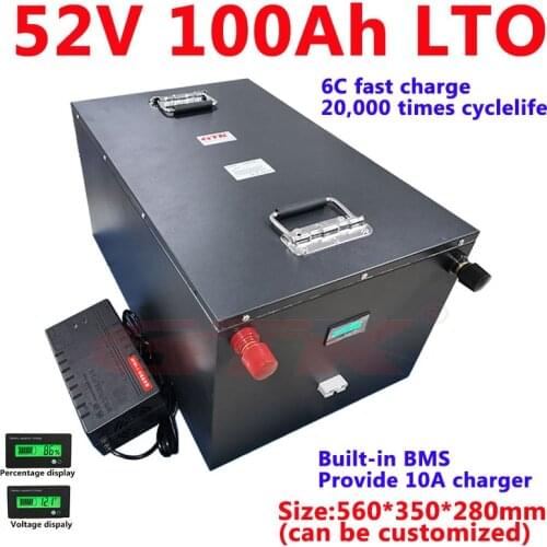 LTO 52V 100Ah Lithium Titanate Battery use 2.4v pouch cells for 48v 52v motorcycle Solar system tricycle scooter+10A Charger