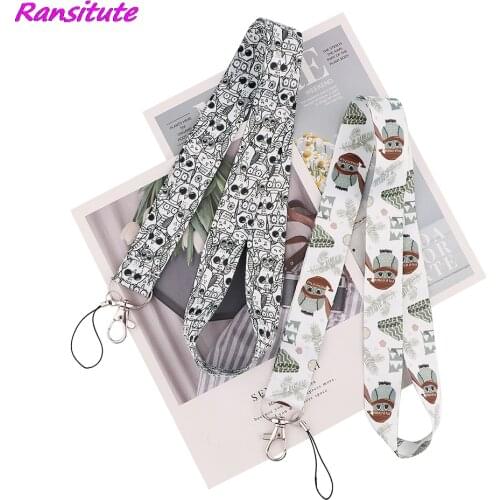 Ransitute R2137 Cute Animal Owl Lanyards Id Badge Holder Keychain ID Card Pass Gym Mobile Badge Holder Lanyard Key Holder