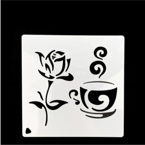 Coffee Rose Flower Shaped Reusable Stencil Airbrush Painting Art Cake Spray Mold DIY Decor Crafts