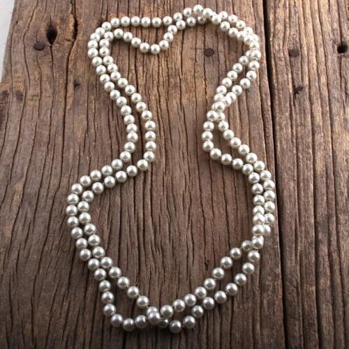 RH Fashion Bohemian Jewelry 60‘‘ ’’Long Glass Pearl Necklaces For Women Necklace Boho Gift