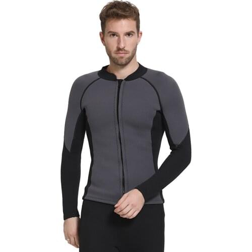 Mens 3mm Neoprene Jacket Zip Front Long Sleeve Dive Surf Swim Suits