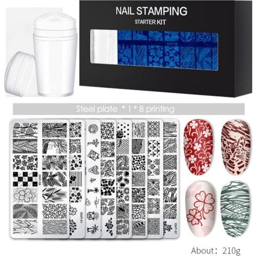 Nail Stamping Kit Nail Template Plate Set with Nail Stamp Templates Clear Stamper Scraper for Nail Designs