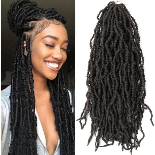 Natifah Hair Extensions Butterfly Locs Crochet Hair Faux Curly Hair 60g 22 Inches For Braids Hair Pre Stretched Fake Locs Hair